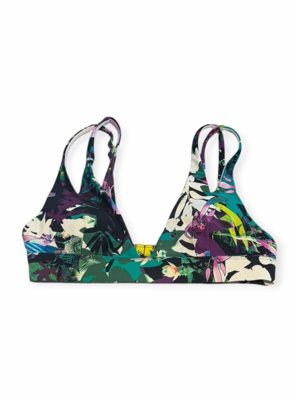 EXPRESS Tropical Floral Split Strap Bikini Top Women’s Medium Swim Bra